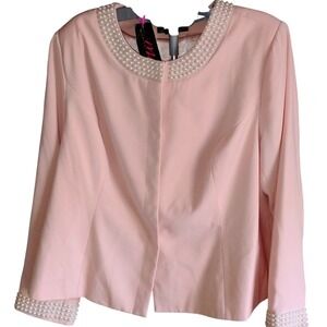 Midnight Velvet Women's Blazer 20W Pink Pearl Embellished Jacket